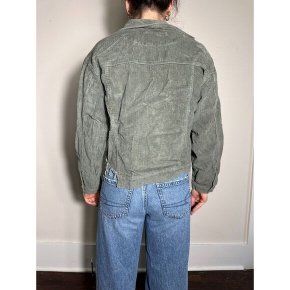 POL 100% Cotton Green Distressed Hem Jacket Size Small - Picture 2 of 4